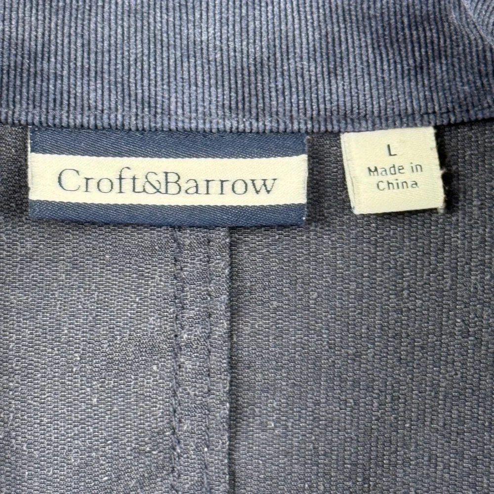 Croft & Barrow Jacket Womens L Blue Corduroy Button Front Utility Casual Classic